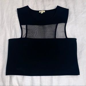 UO silence + noise Mesh Crop Going Out Tank Black